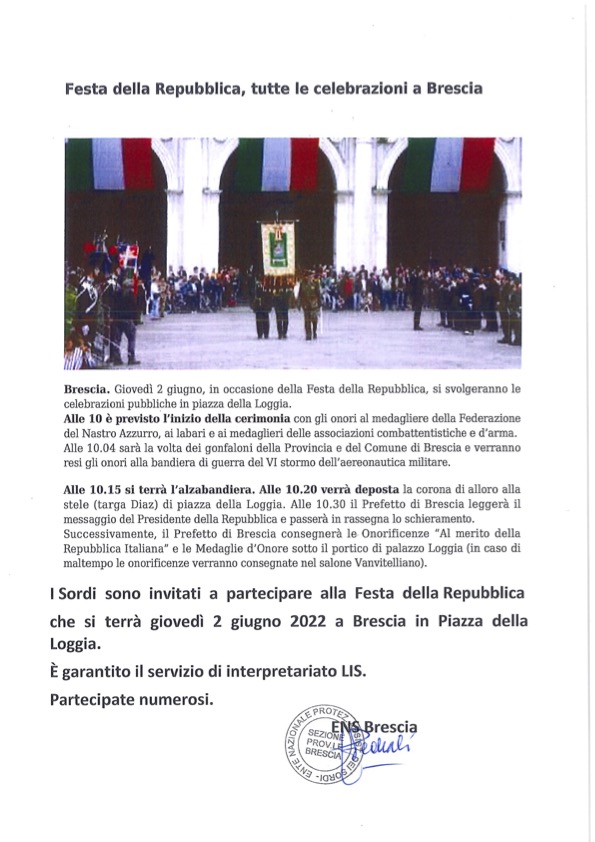 Festa della Repubblica 2 giugno 2022 a Brescia