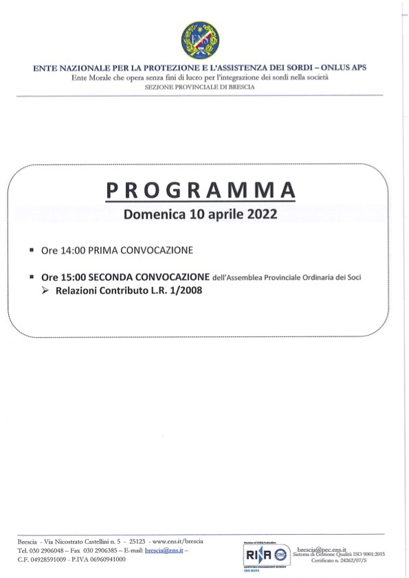 ASSEMBLEA DEI SOCI ENS BRESCIA 20221