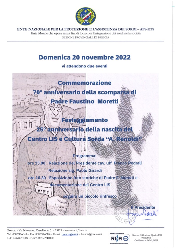 ENS Brescia Locandina Eventi del 20 novembre 2022